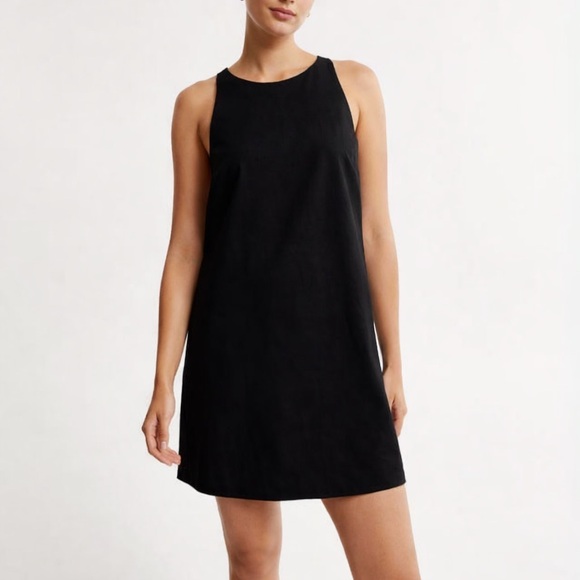 Abercrombie & Fitch Elegant High Neck Chic Linen Blend Mini Black Dress 📐MP - Picture 10 of 12